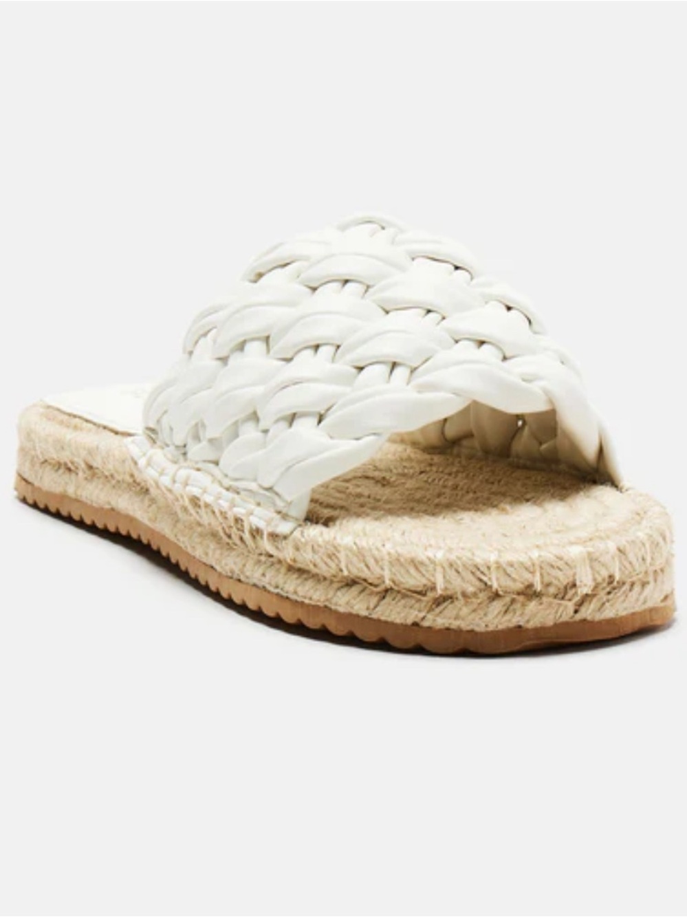 Woven Braided Slide Sandal in White